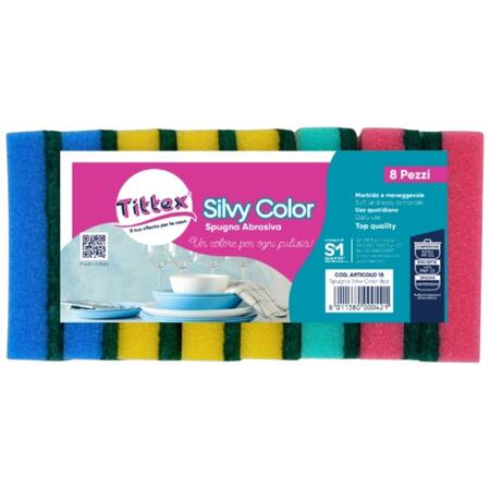 TITTEX SPUGNA SILVY COLOR 8 PEZZI (Confezione da 12 pezzi) 