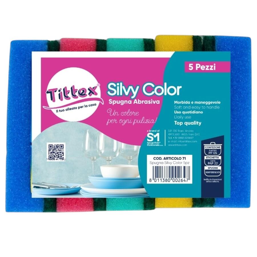 TITTEX SPUGNA SILVY COLOR 5 PEZZI (Confezione da 12 pezzi) 