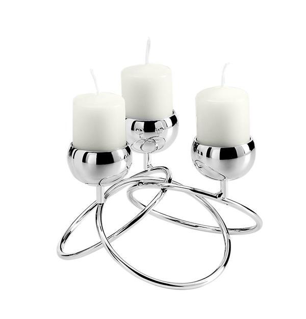 Fantin Argenti – Candelabro 3 Fiamme – Acciaio Cromato – 16,5×15,2×h9,8 cm