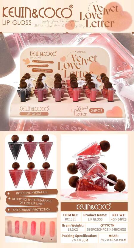 KEVIN & COCO VELVET LOVE LETTER LIP GLOSS [Conf. da 24 pezzi]
