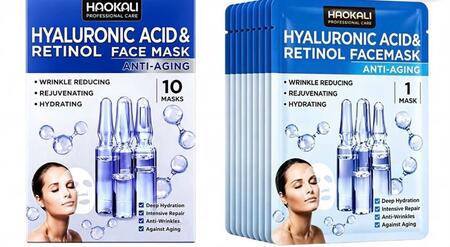 HAOKALI HYALURONIC ACID & RETINOL FACE MASK [Conf. da 10 pezzi]