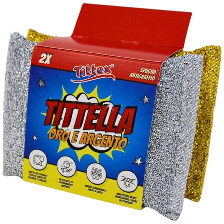 TITTEX SPUGNA TITTELLA ORO E ARGENTO 2 PEZZI (Confezione da 15 pezzi) 