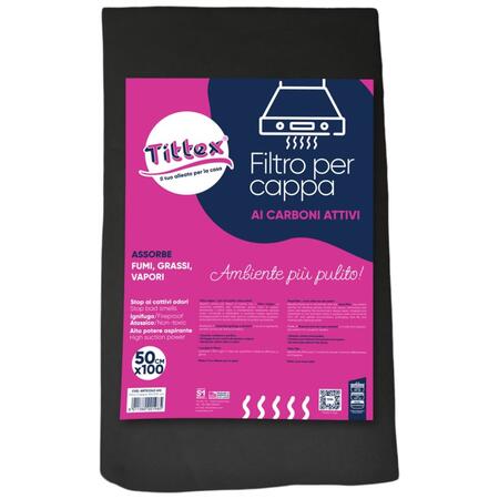TITTEX FILTRO CAPPA AI CARBONI ATTIVI 40X100 CM (Confezione da 5 pezzi) 