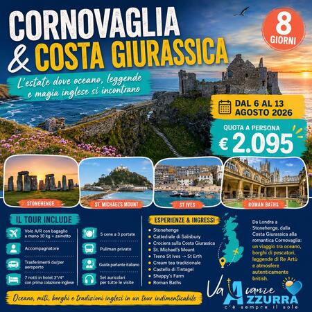 06 AGOSTO 2026 CORNOVAGLIA E COSTA GIURASSICA