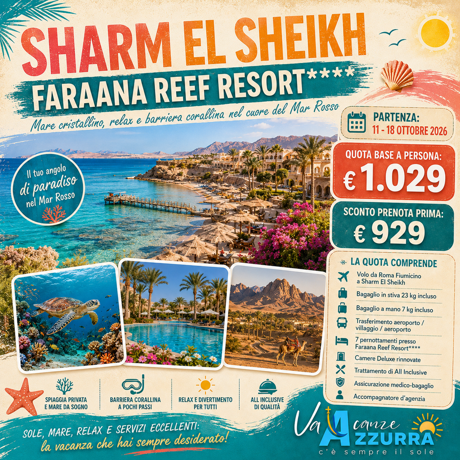 11 OTTOBRE 2026 SHARM EL SHEIKH - FARAANA REEF RESORT ****