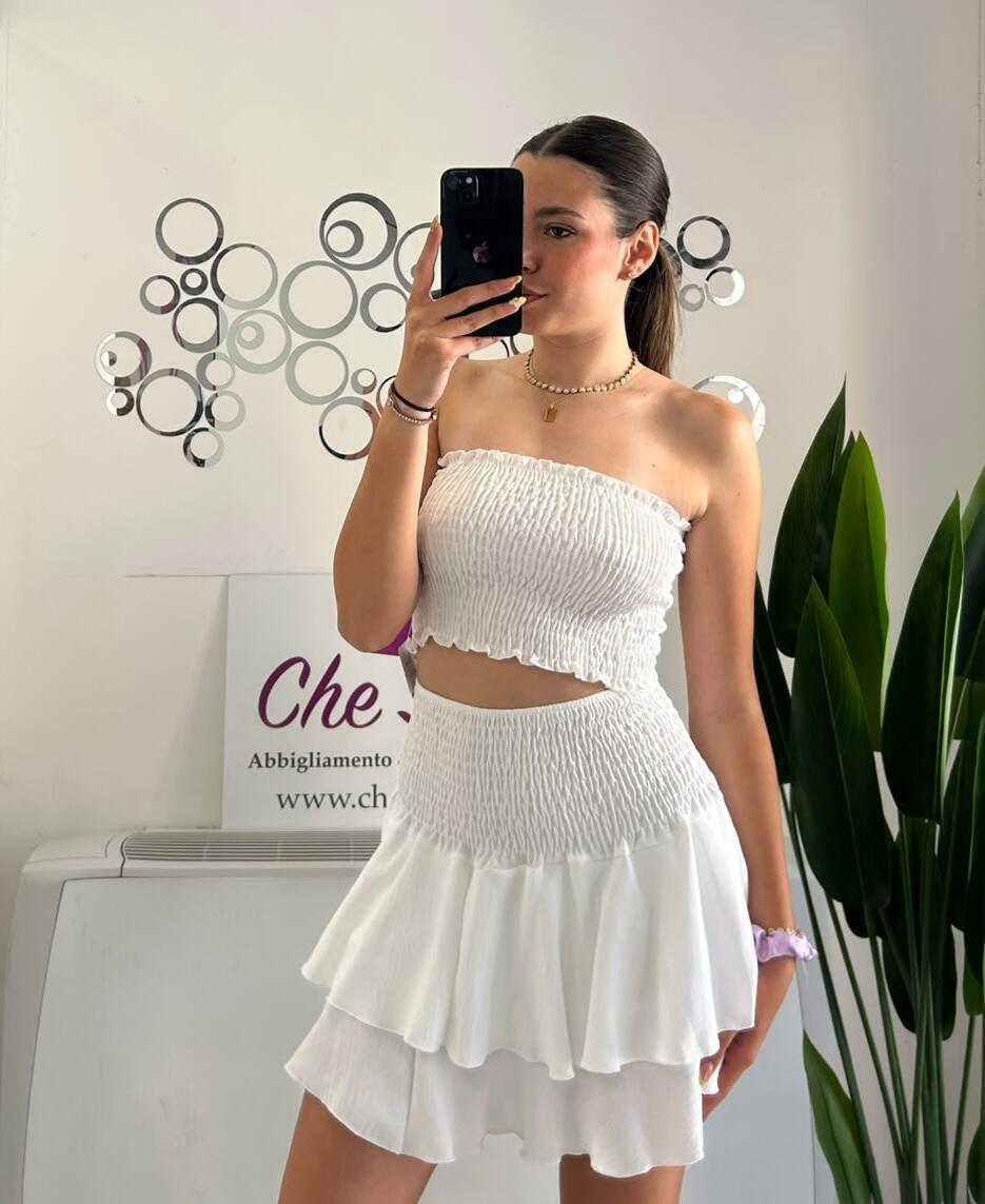 NOVITÀ Completo top & gonna tinta unita