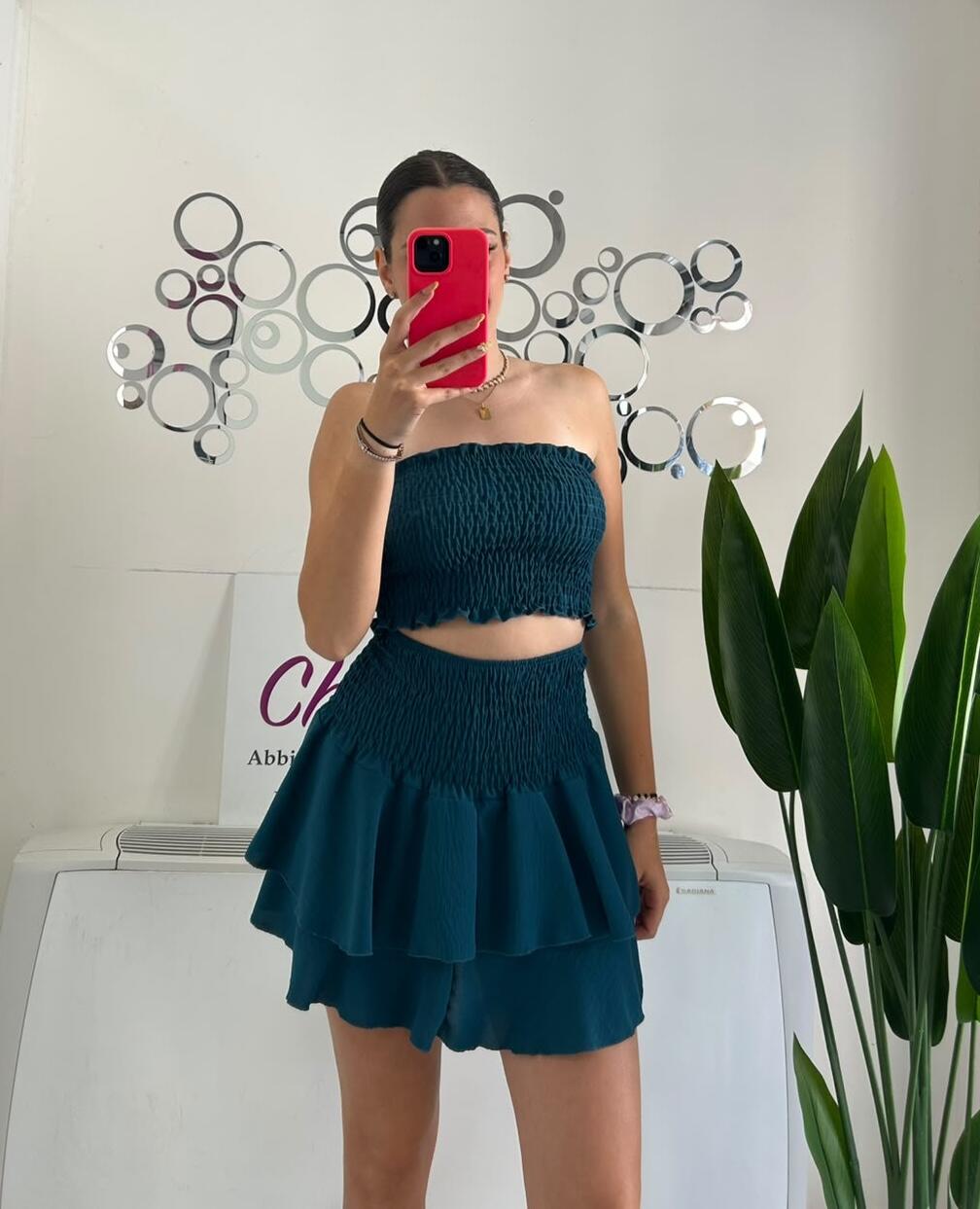 NOVITÀ Completo top & gonna tinta unita