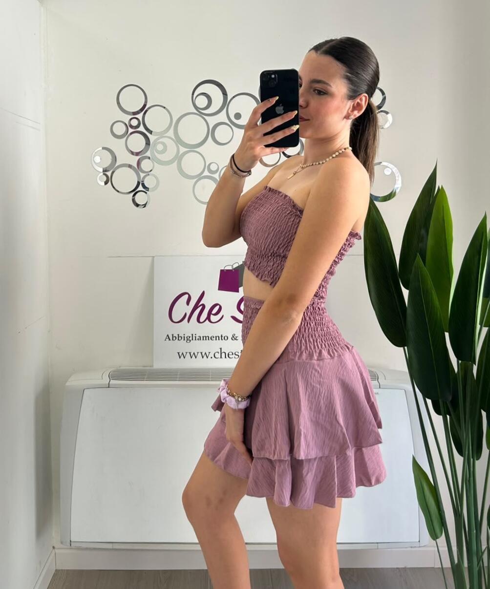 NOVITÀ Completo top & gonna tinta unita