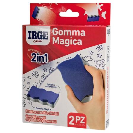 IRGE GOMMA MAGICA 2 IN 1 2 PEZZI 13X7X2,5 CM (Confezione da 12 pezzi)