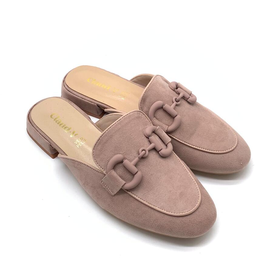 Claud.V sabot in suede cipria