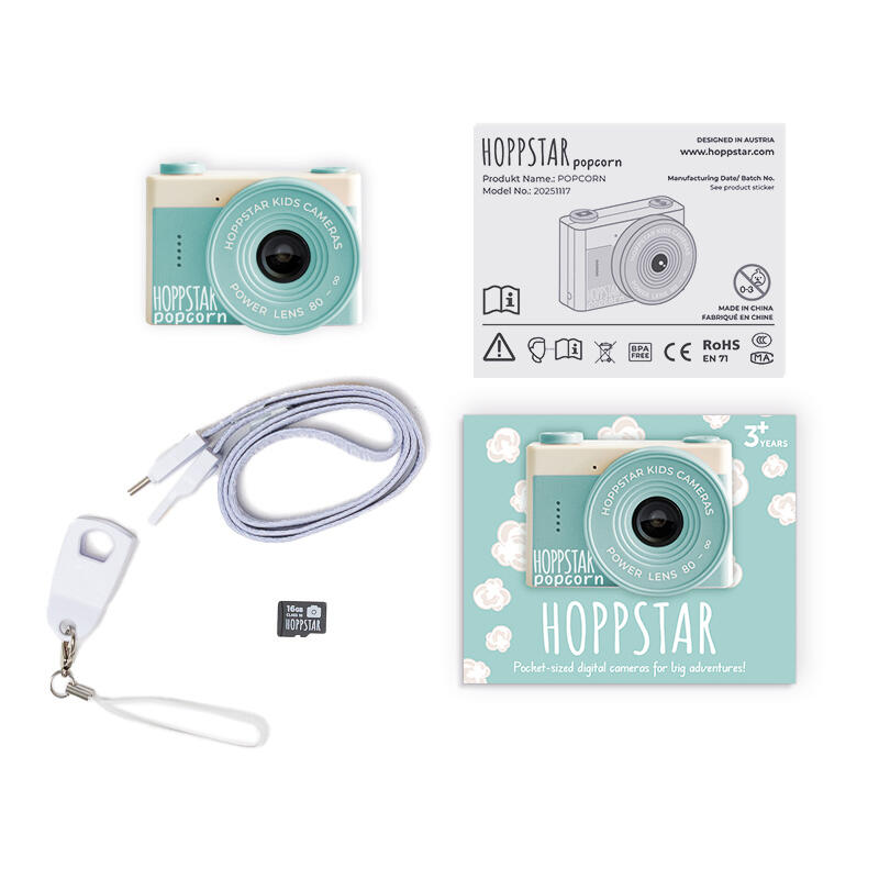Hoppstar Popcorn – Fotocamera per bambini leggera, tascabile e facile da usare - Colori assortiti