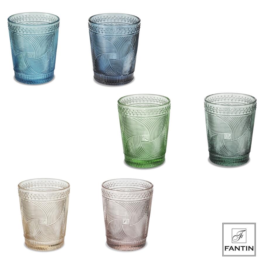 Fantin Argenti – Set 6 Bicchieri Acqua Colorati – Pasta di Vetro – 330 ml
