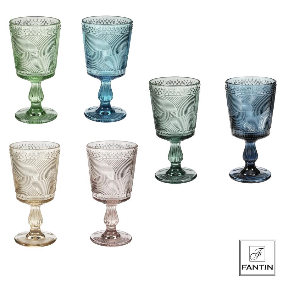 Fantin Argenti – Set 6 Calici Vino Colorati – Pasta di Vetro – 320 ml
