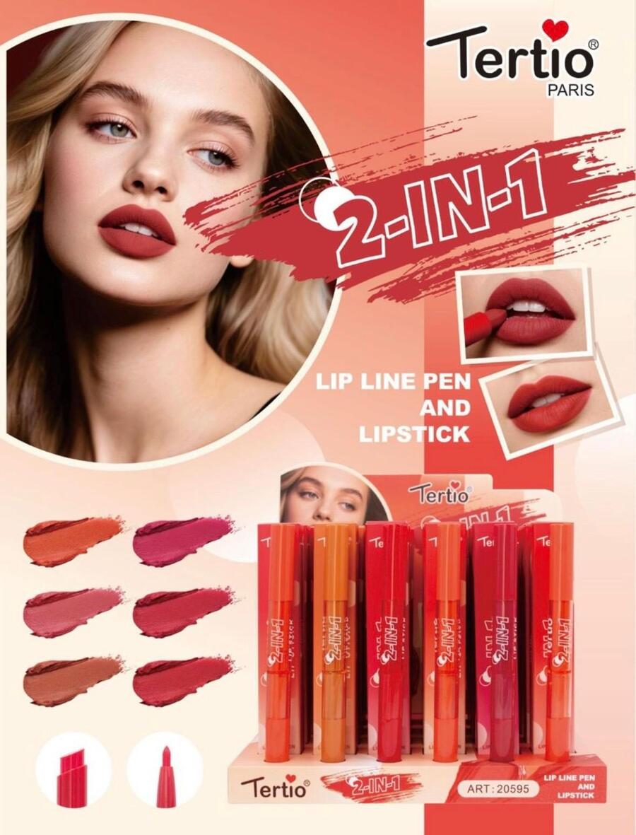 TERTIO 2 IN 1 LIP LINER PEN AND LIPSTICK [Conf. da 30 pezzi]