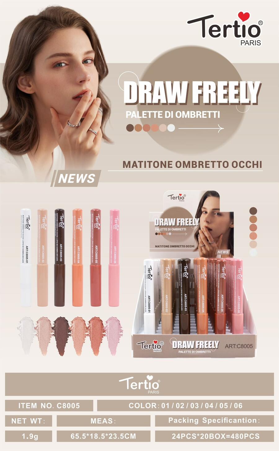 TERTIO DRAW FREELY MATITONE OMBRETTO OCCHI [Conf. da 48 pezzi]