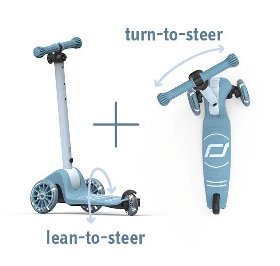 Scoot & Ride Highwaykick 3S – Scooter per bambini 3+ con doppio sterzo e ruote LED - Colori assortiti