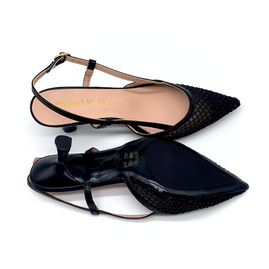 Claud.V Chanel nero a rete con strass