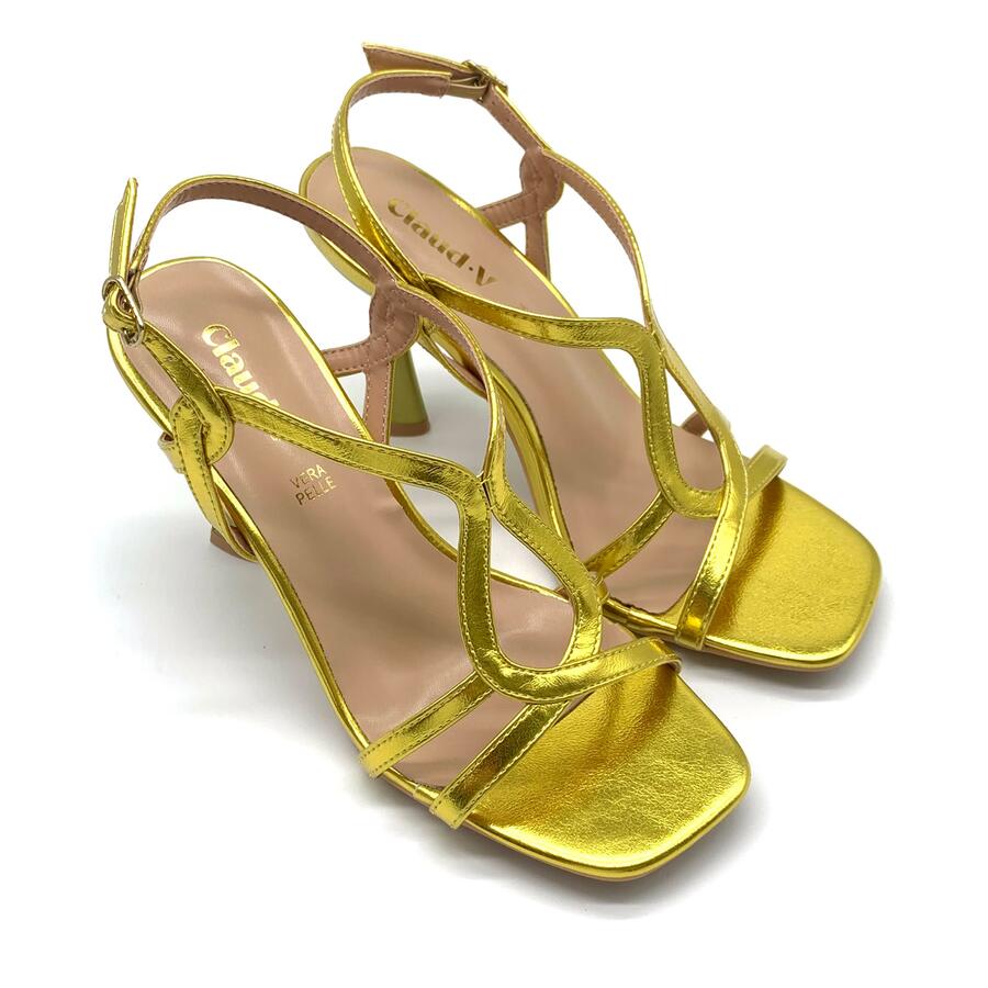 Claud.V sandalo con tacco limone  