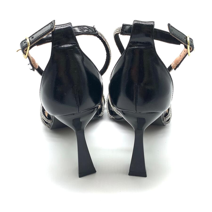 Claud.V sandalo con tacco nero con strass  