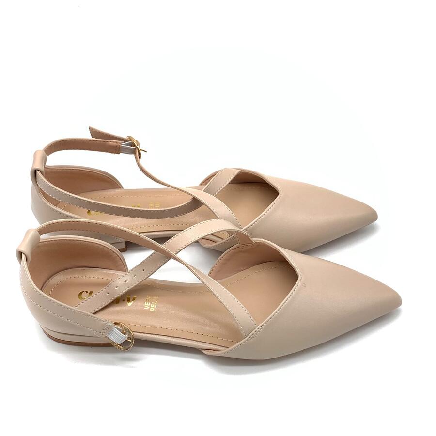 Claud.V ballerine beige con incrocio