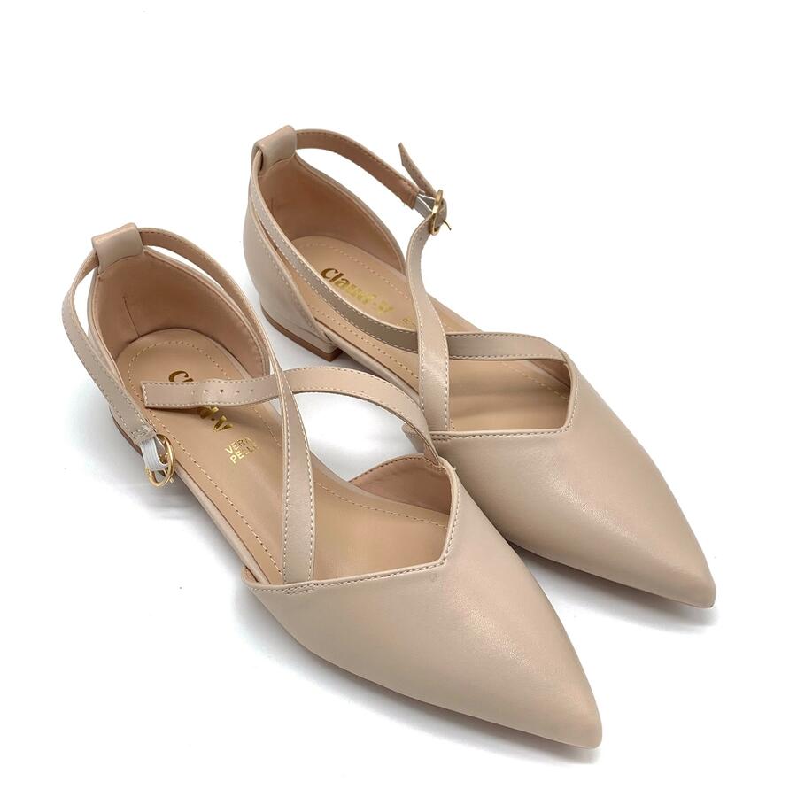 Claud.V ballerine beige con incrocio