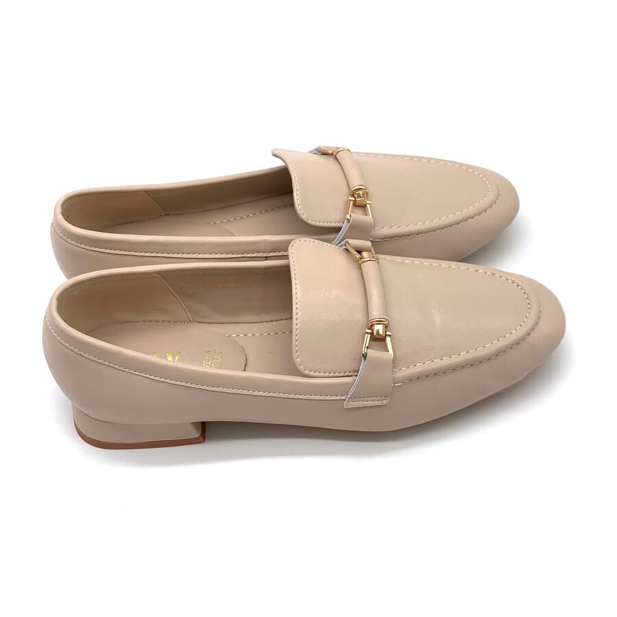 Claud.V mocassino beige con morsetto dorato/beige