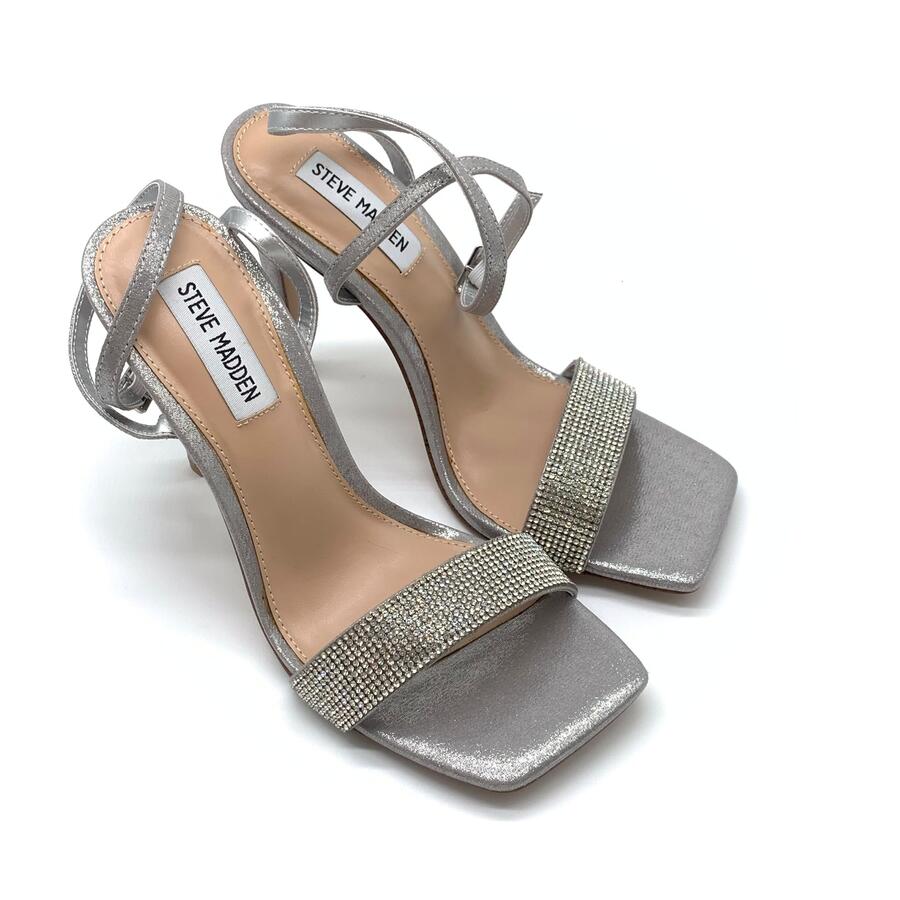 Steve Madden sandalo con tacco silver e strass 