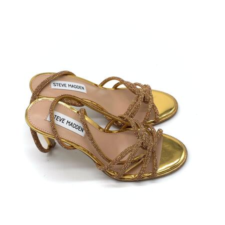 Steve Madden sandalo intrecciato con tacco gold e strass 