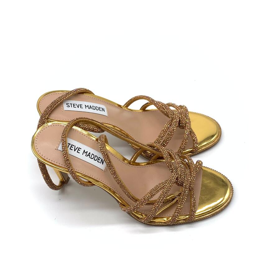 Steve Madden sandalo intrecciato con tacco gold e strass 