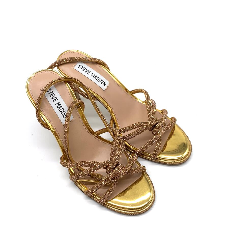 Steve Madden sandalo intrecciato con tacco gold e strass 