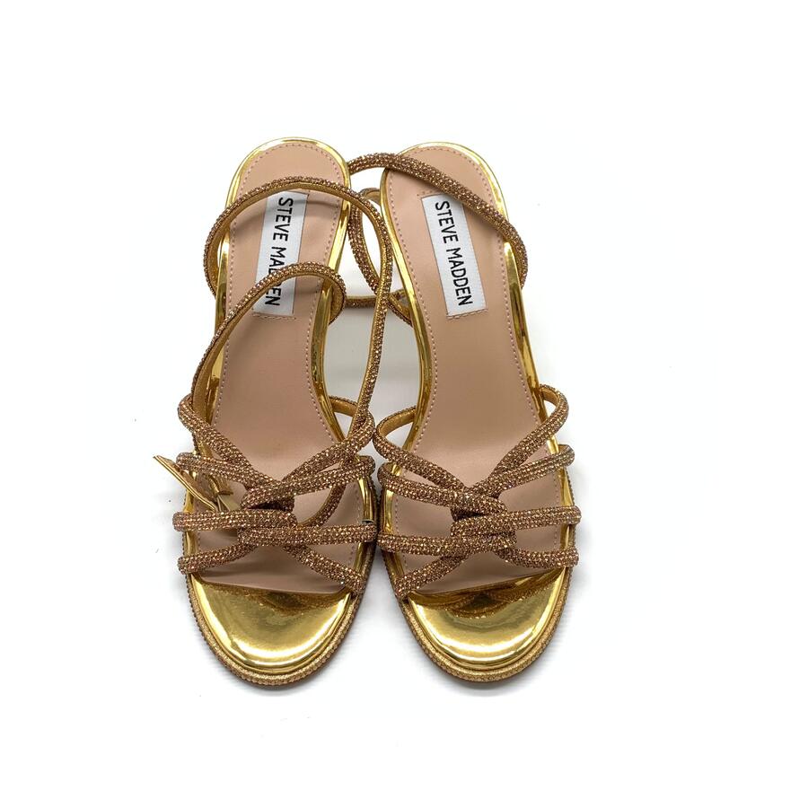 Steve Madden sandalo intrecciato con tacco gold e strass 
