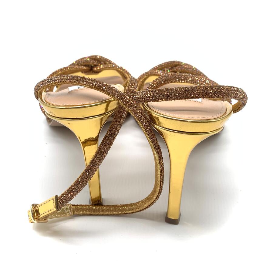 Steve Madden sandalo intrecciato con tacco gold e strass 