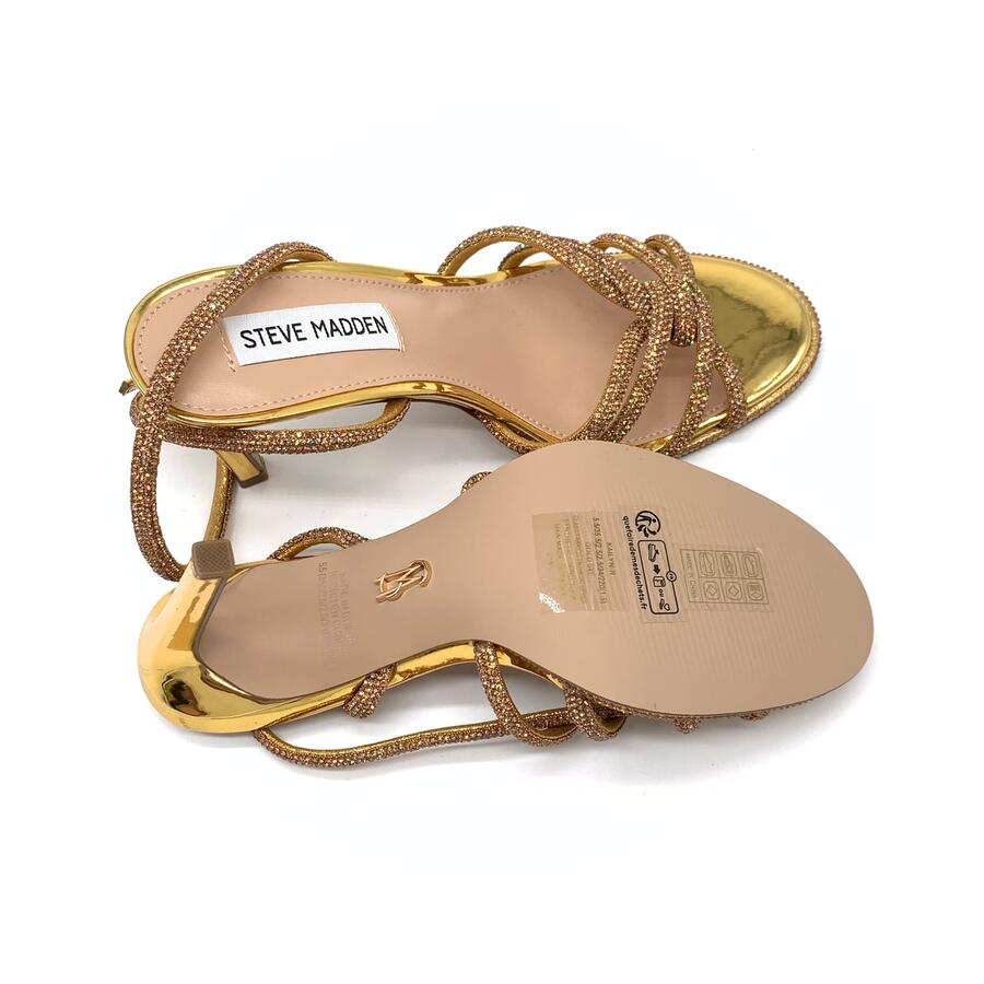 Steve Madden sandalo intrecciato con tacco gold e strass 