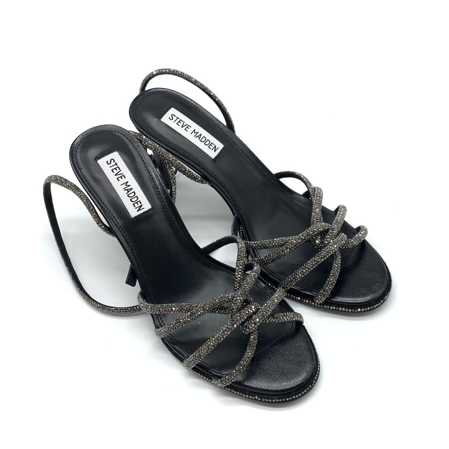 Steve Madden sandalo intrecciato con tacco black e strass 