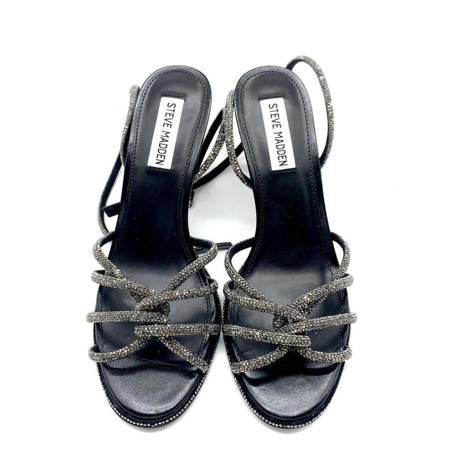 Steve Madden sandalo intrecciato con tacco black e strass 