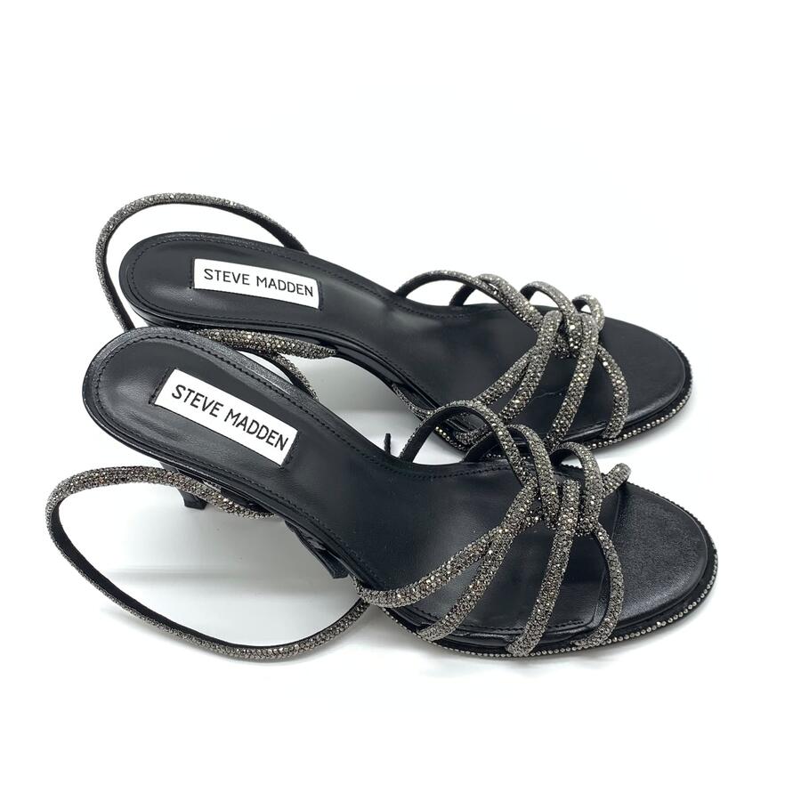 Steve Madden sandalo intrecciato con tacco black e strass 
