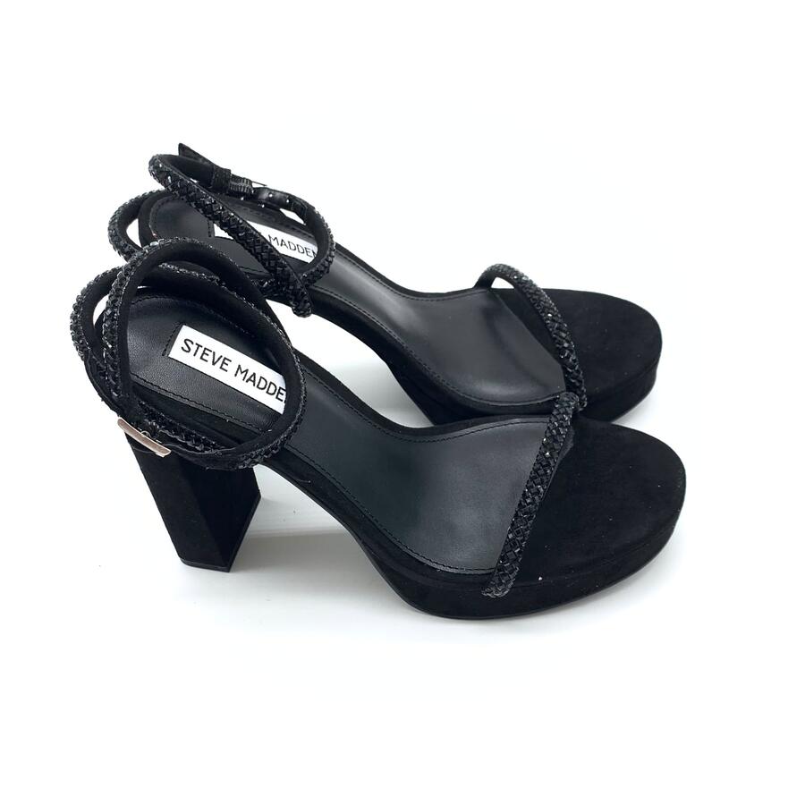 Steve Madden sandalo chateau con tacco nero e strass 