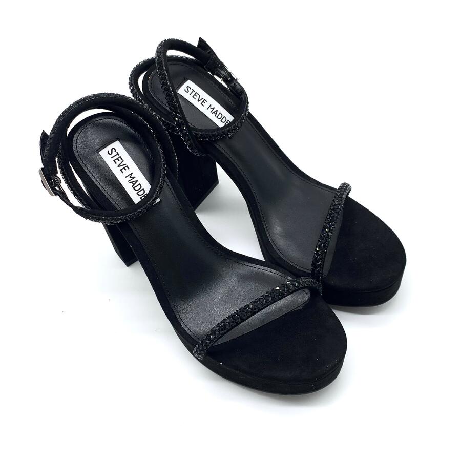 Steve Madden sandalo chateau con tacco nero e strass 