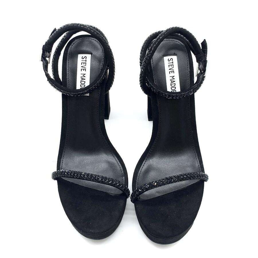 Steve Madden sandalo chateau con tacco nero e strass 