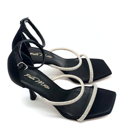 Paolo Mattei sandalo raso nero con strass