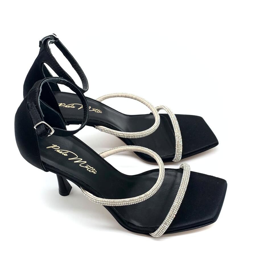 Paolo Mattei sandalo raso nero con strass