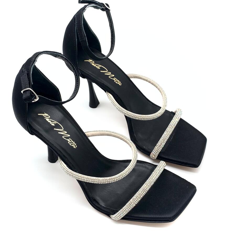 Paolo Mattei sandalo raso nero con strass