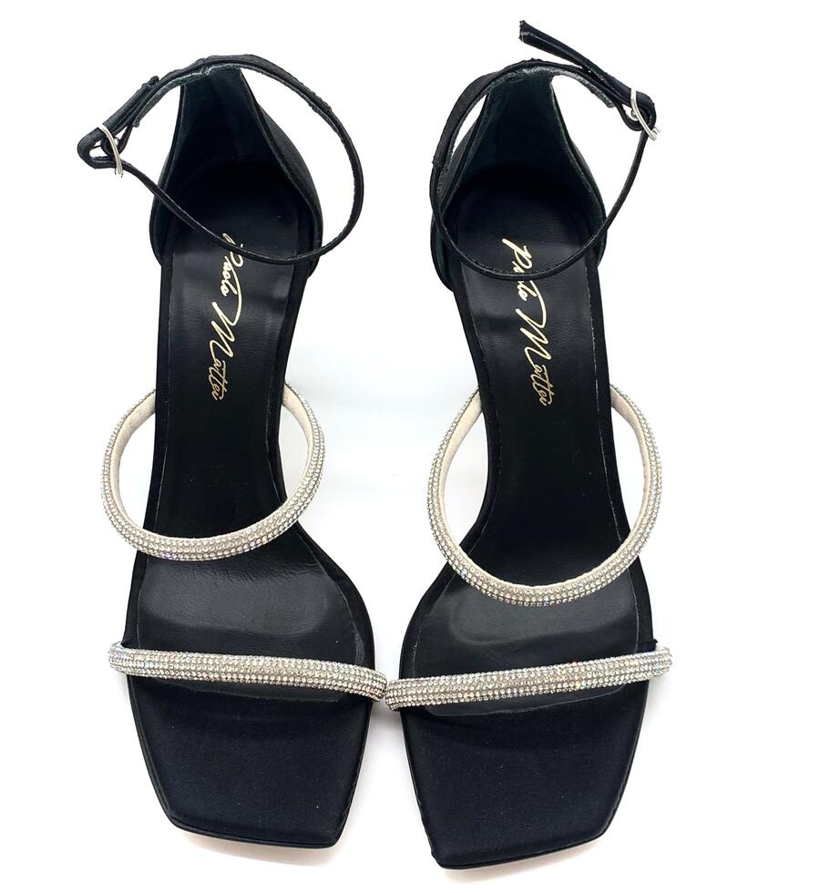 Paolo Mattei sandalo raso nero con strass