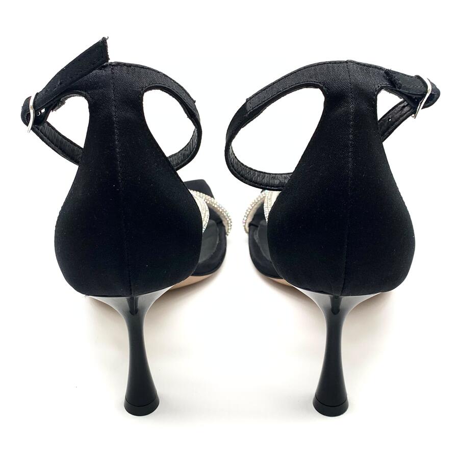 Paolo Mattei sandalo raso nero con strass
