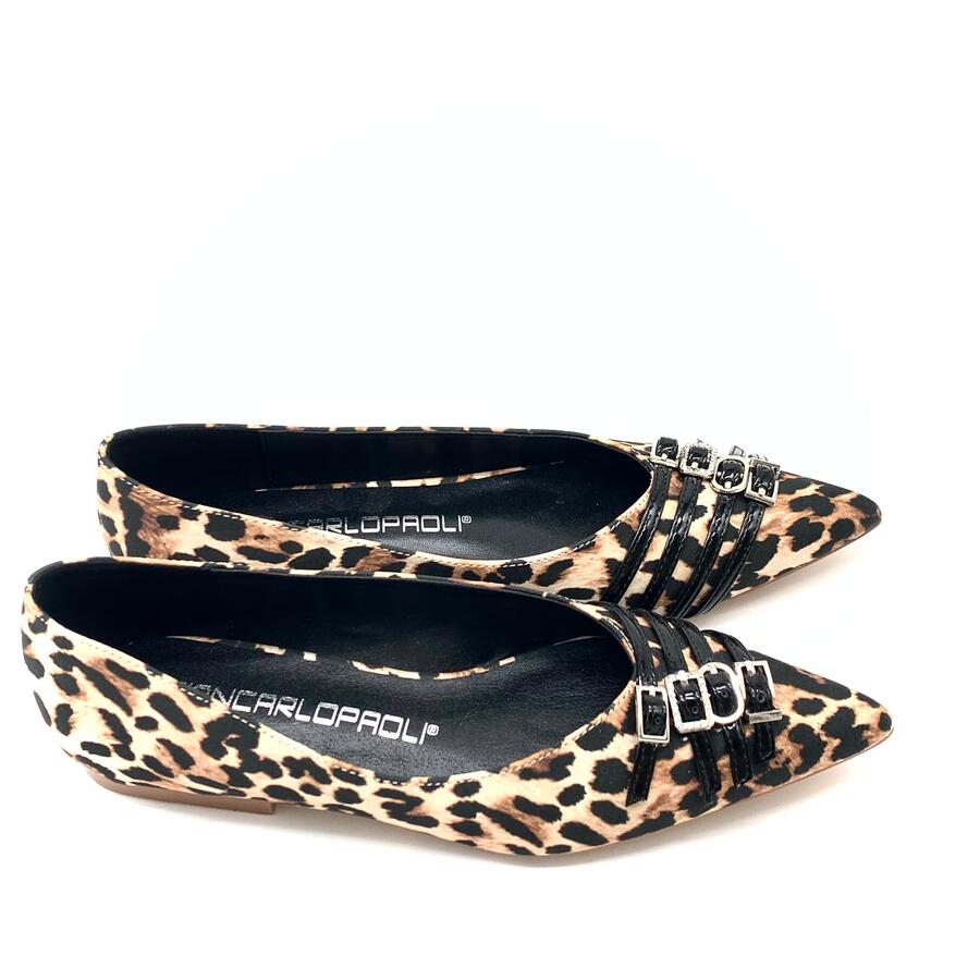 Giancarlo Paoli ballerine leopard con fibie decorative 