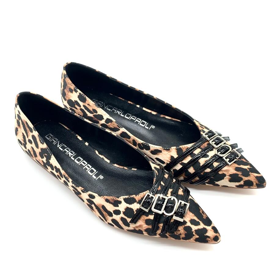 Giancarlo Paoli ballerine leopard con fibie decorative 