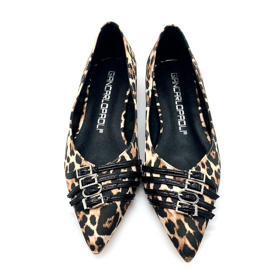 Giancarlo Paoli ballerine leopard con fibie decorative 