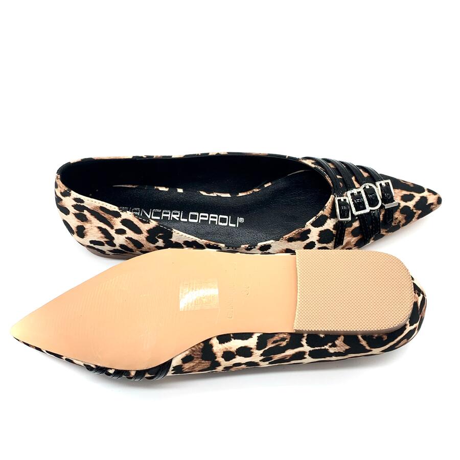Giancarlo Paoli ballerine leopard con fibie decorative 