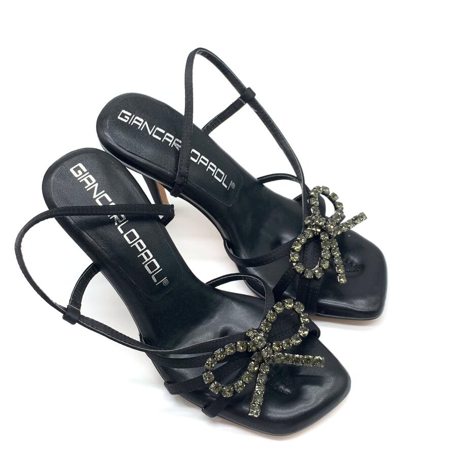 Giancarlo Paoli sandalo con fiocco strass nero
