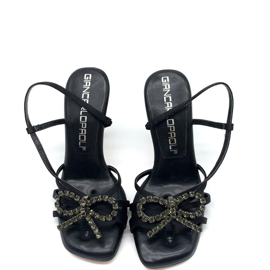Giancarlo Paoli sandalo con fiocco strass nero